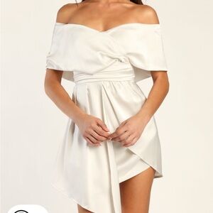 Lulu's Elegant Off-Shoulder White Dress